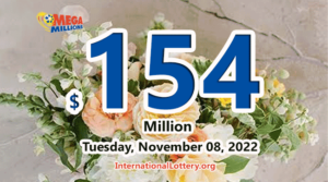 2022年11月4日的Mega Millions开奖结果 – 奖池为1.54亿美元。